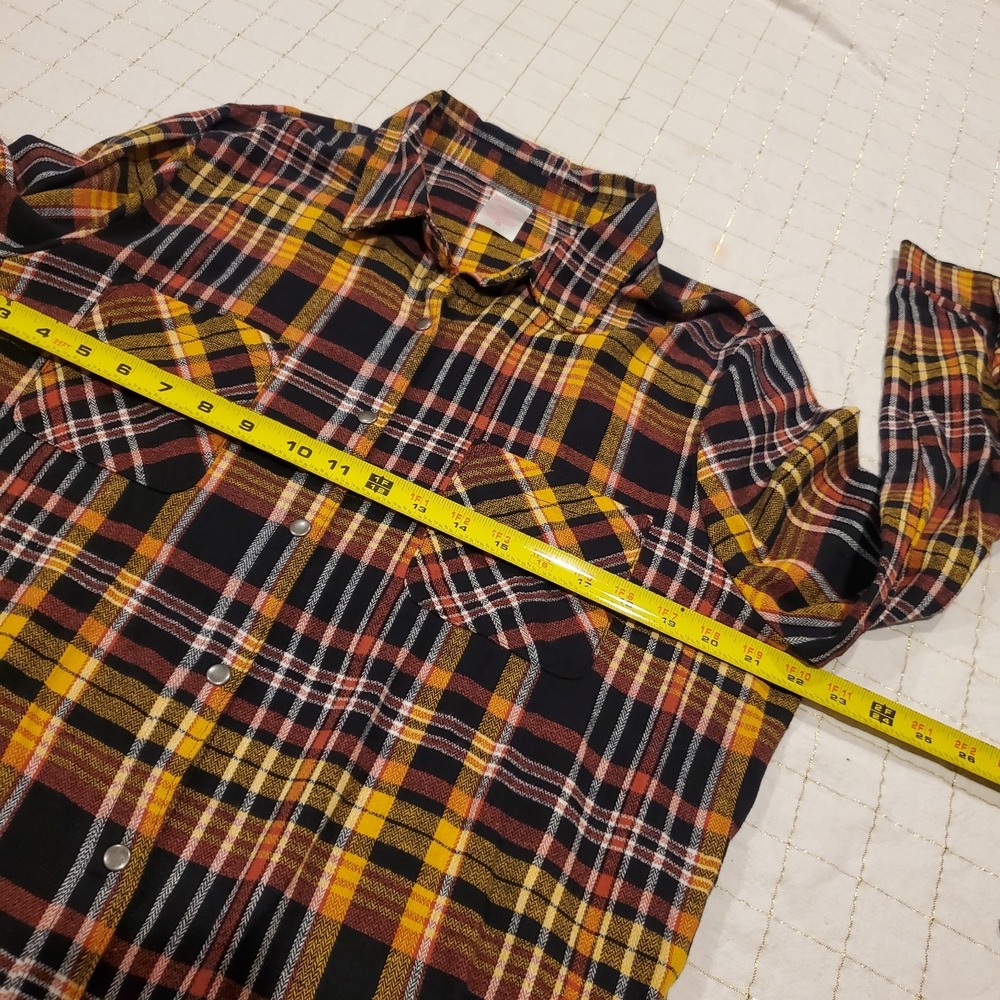 Flannel Longsleeve Check Shirt For Women Button Down Yellow Black Sz 2XL - Picture 4 of 8